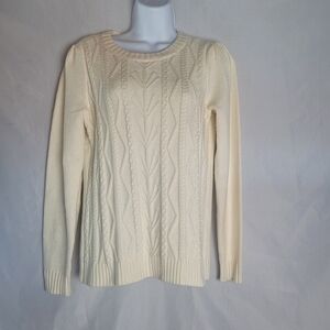 Cyrus Cream Cableknit Crewneck Sweater Women's Size Small
